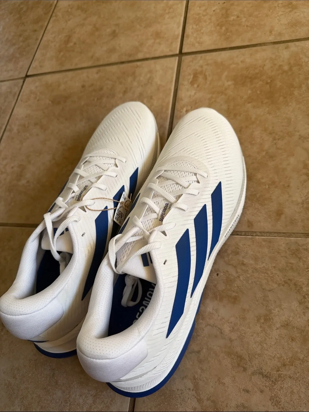 Adidas Men’s Supernova Ease Running Shoes - White/Blue Size 14.5